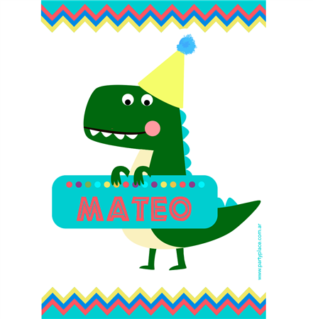 Stickers rect. gdes. Baby Dino 16u Pers